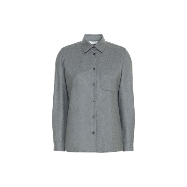 Max Mara Aere Cashmere Foule Shirt in Medium Grey | Shirts | Luxury Shoes 