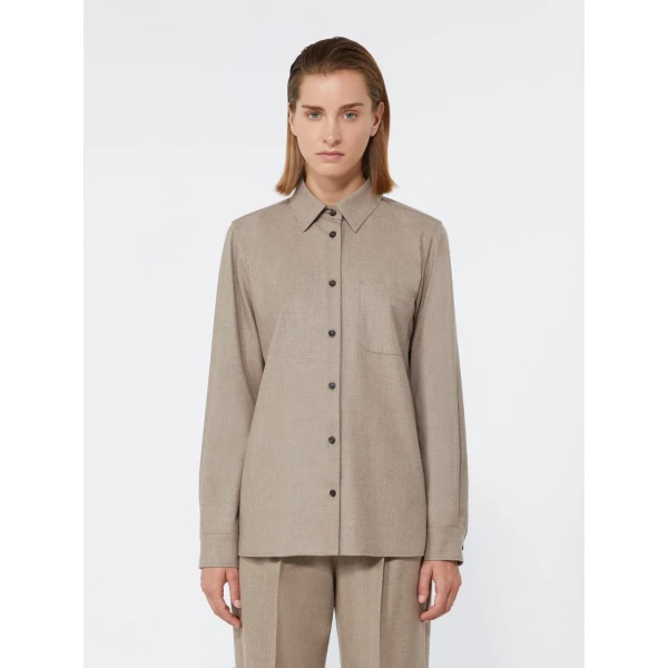 Max Mara Aere Cashmere Foule Shirt in Sand | Shirts | Luxury Shoes 