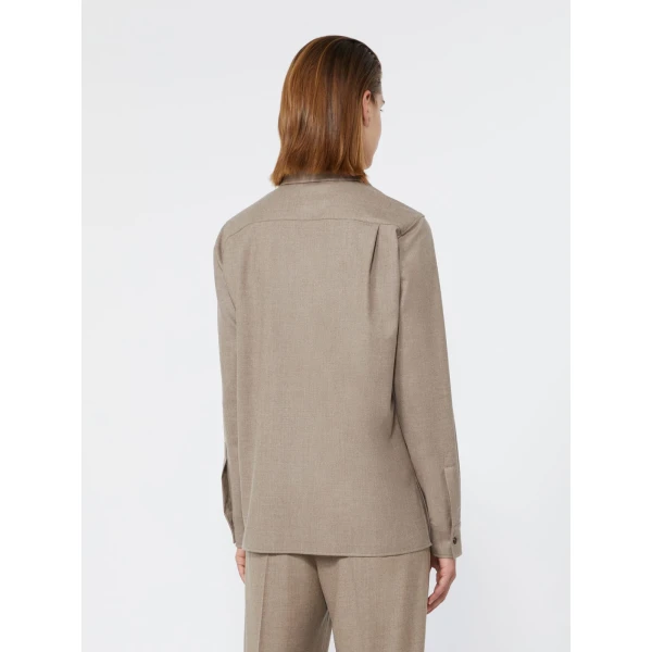Max Mara Aere Cashmere Foule Shirt in Sand | Shirts | Luxury Shoes 