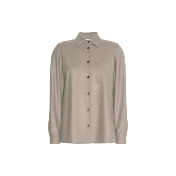 Max Mara Aere Cashmere Foule Shirt in Sand | Shirts | Luxury Shoes 