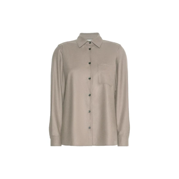 Aere Cashmere Foule Shirt in Sand