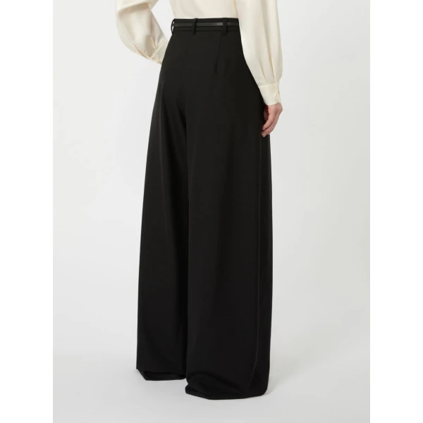 Max Mara Aere Wool Twill Wide-Leg Trousers in Black | Wide leg pants | Luxury Shoes 
