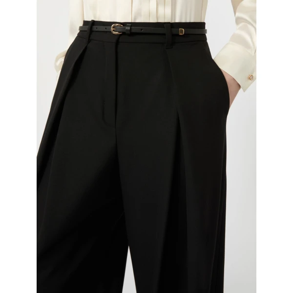 Max Mara Aere Wool Twill Wide-Leg Trousers in Black | Wide leg pants | Luxury Shoes 