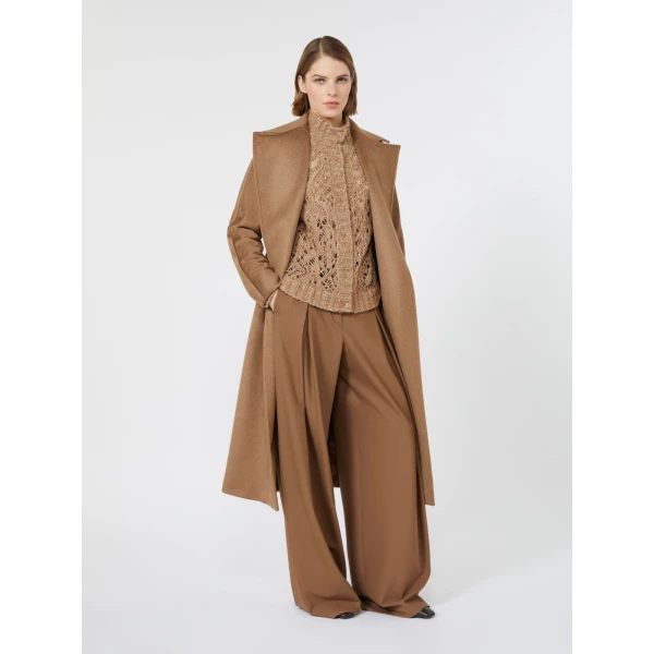 Max Mara Aere Wool Twill Wide-Leg Trousers in Tobacco | Wide leg pants | Luxury Shoes 