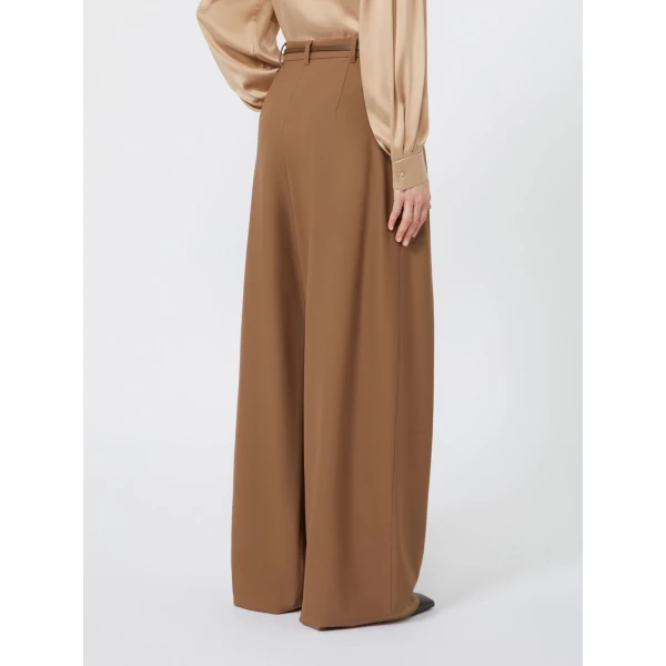 Max Mara Aere Wool Twill Wide-Leg Trousers in Tobacco | Wide leg pants | Luxury Shoes 