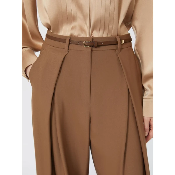 Max Mara Aere Wool Twill Wide-Leg Trousers in Tobacco | Wide leg pants | Luxury Shoes 