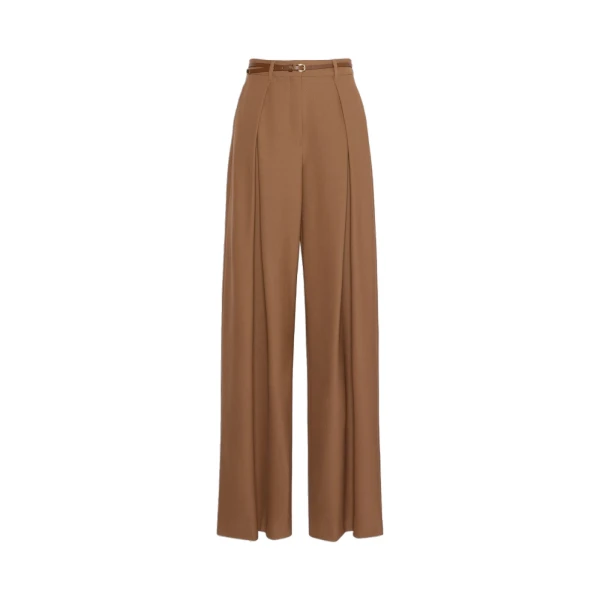Max Mara Aere Wool Twill Wide-Leg Trousers in Tobacco | Wide leg pants | Luxury Shoes 
