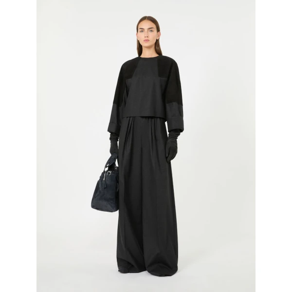 Max Mara Afa Wool Flannel Blouse in Dark Grey | Blouse | Luxury Shoes 