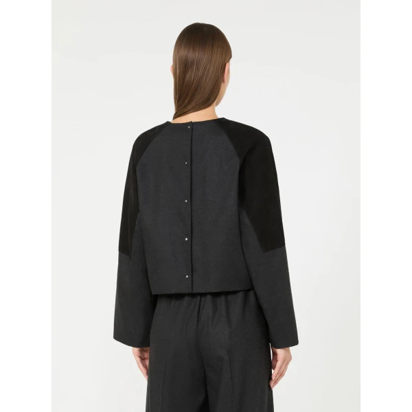 Max Mara Afa Wool Flannel Blouse in Dark Grey | Blouse | Luxury Shoes 