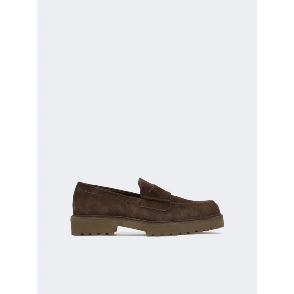 Max Mara Afelio Suede Chunky Loafers in Dark Brown | Loafers | Luxury Shoes 
