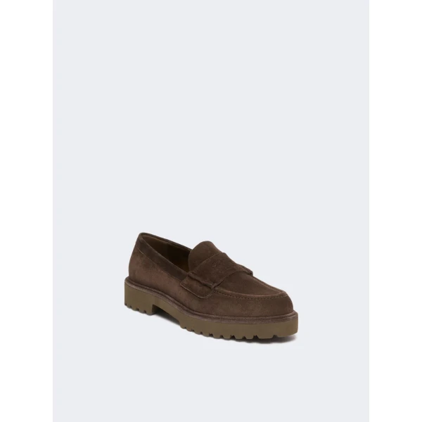 Max Mara Afelio Suede Chunky Loafers in Dark Brown | Loafers | Luxury Shoes 
