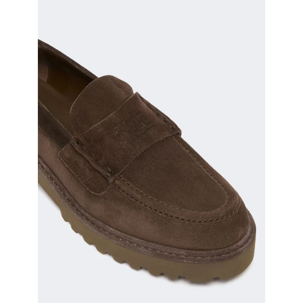 Max Mara Afelio Suede Chunky Loafers in Dark Brown | Loafers | Luxury Shoes 