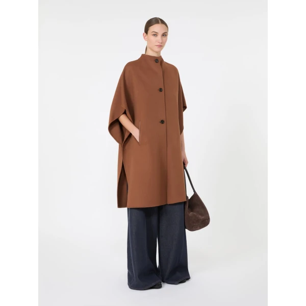 Max Mara Affari Pure Wool Long Cape in Dark Brown | Coats | Luxury Shoes 