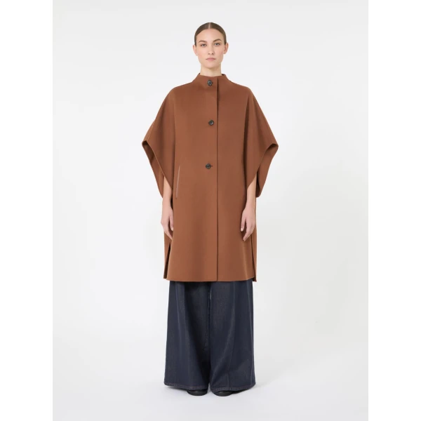 Max Mara Affari Pure Wool Long Cape in Dark Brown | Coats | Luxury Shoes 
