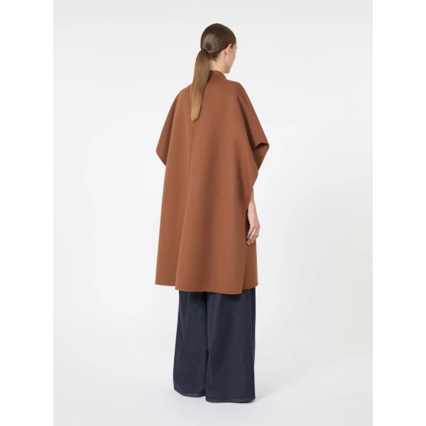 Max Mara Affari Pure Wool Long Cape in Dark Brown | Coats | Luxury Shoes 