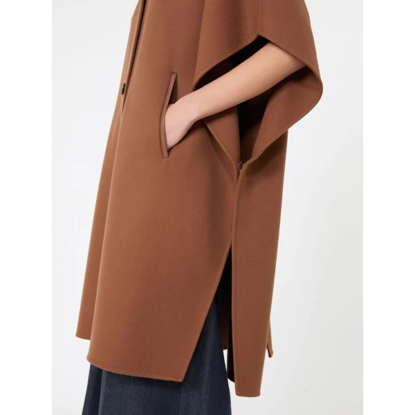 Max Mara Affari Pure Wool Long Cape in Dark Brown | Coats | Luxury Shoes 