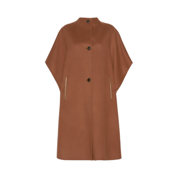 Max Mara Affari Pure Wool Long Cape in Dark Brown | Coats | Luxury Shoes 
