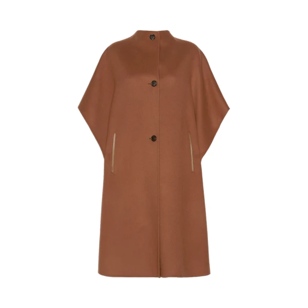 Max Mara Affari Pure Wool Long Cape in Dark Brown | Coats | Luxury Shoes 