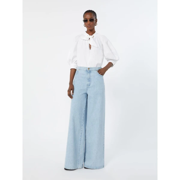 Max Mara Affari Wide-Leg Denim Jeans in Light Blue | Denim | Luxury Shoes 