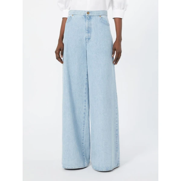 Max Mara Affari Wide-Leg Denim Jeans in Light Blue | Denim | Luxury Shoes 