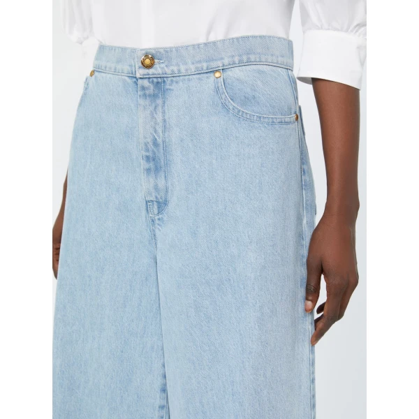 Max Mara Affari Wide-Leg Denim Jeans in Light Blue | Denim | Luxury Shoes 