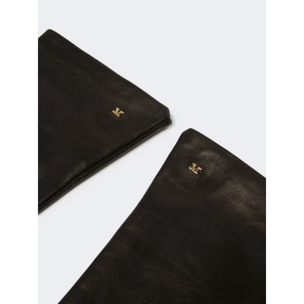 Max Mara Afidee Long Lambskin Nappa Gloves in Black | Gloves | Luxury Shoes 