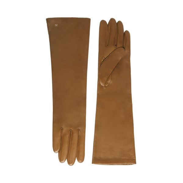 Max Mara Afidee Long Lambskin Nappa Gloves in Tobacco | Gloves | Luxury Shoes 