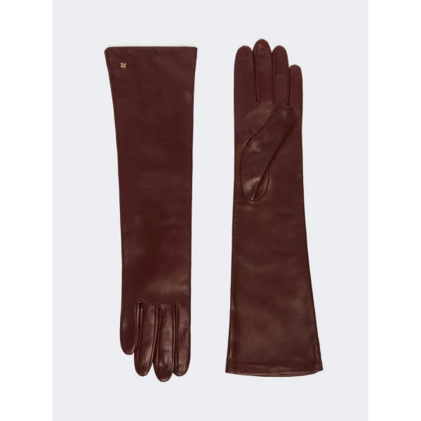 Max Mara Afidee Long Nappa Leather Gloves in Bordeaux | Gloves | Luxury Shoes 