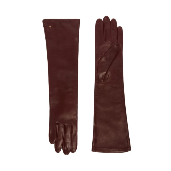 Max Mara Afidee Long Nappa Leather Gloves in Bordeaux | Women | Luxury Shoes 