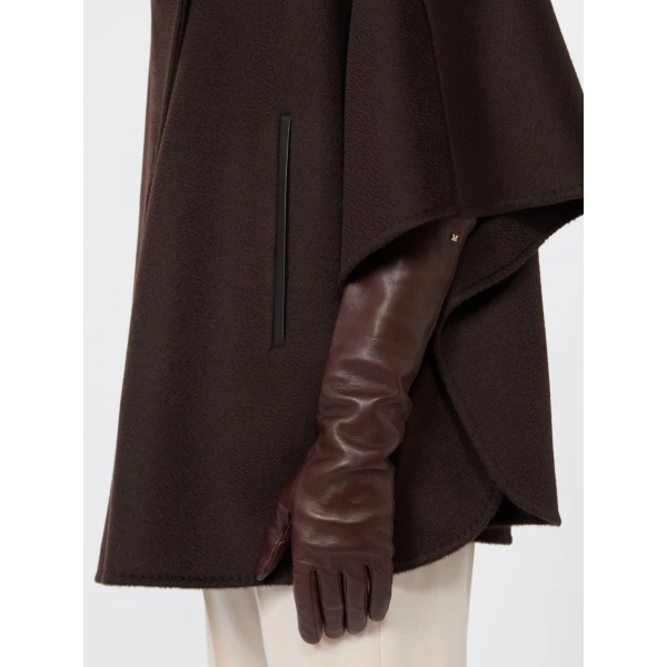 Max Mara Afidee Long Nappa Leather Gloves in Dark Brown | Gloves | Luxury Shoes 