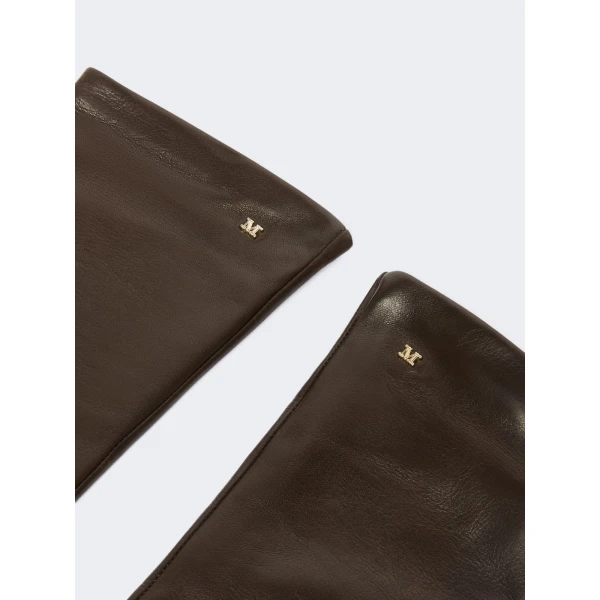 Max Mara Afidee Long Nappa Leather Gloves in Dark Brown | Gloves | Luxury Shoes 