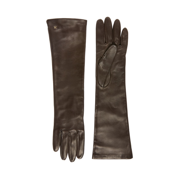 Max Mara Afidee Long Nappa Leather Gloves in Dark Brown | Gloves | Luxury Shoes 