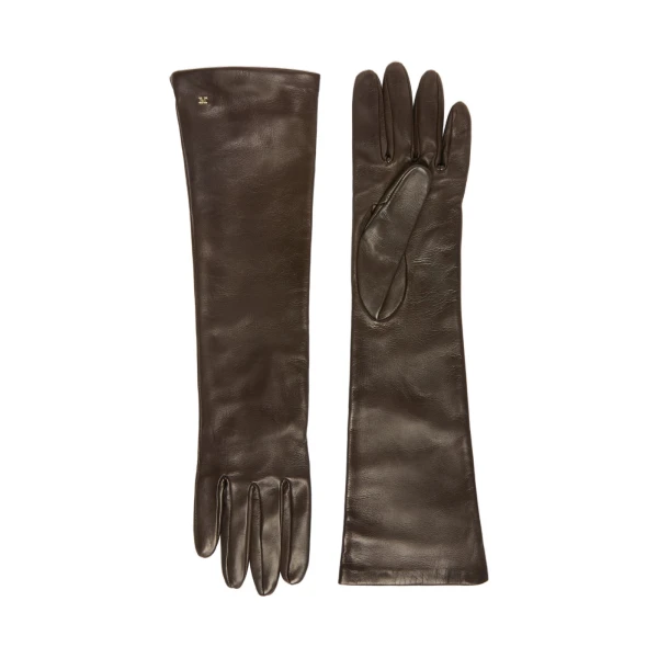 Max Mara Afidee Long Nappa Leather Gloves in Dark Brown | Gloves | Luxury Shoes 