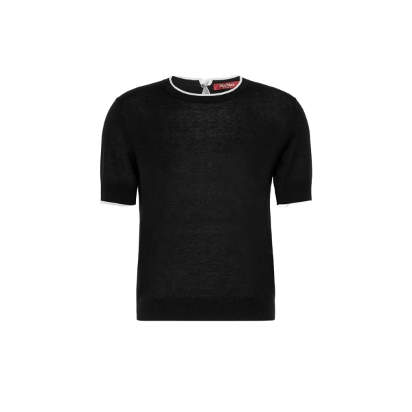 Max Mara Agenda Wool and Silk Sweater in Black and White | Sweaters | Luxury Shoes 