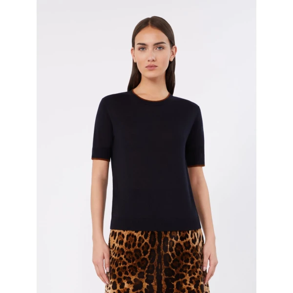 Max Mara Agenda Wool and Silk Sweater in Navy | Sweaters | Luxury Shoes 