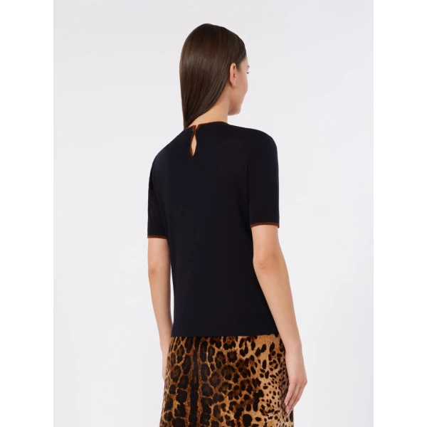 Max Mara Agenda Wool and Silk Sweater in Navy | Sweaters | Luxury Shoes 