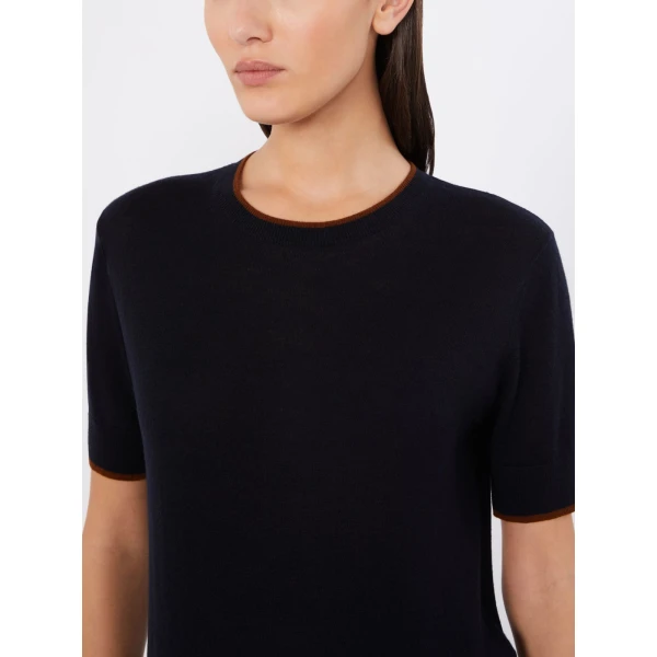 Max Mara Agenda Wool and Silk Sweater in Navy | Sweaters | Luxury Shoes 