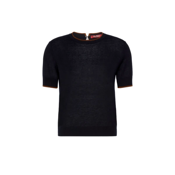 Max Mara Agenda Wool and Silk Sweater in Navy | Sweaters | Luxury Shoes 