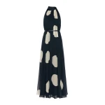 Max Mara Agente Polka Dot Silk Georgette Maxi Dress in Midnight Blue | Maxi Dresses | Luxury Shoes 