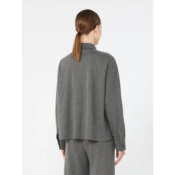 Max Mara Agiate Jersey Shirt Jacket in Light Grey | Blazers | Luxury Shoes 