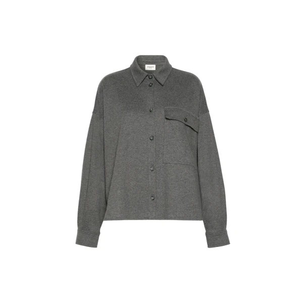 Max Mara Agiate Jersey Shirt Jacket in Light Grey | Blazers | Luxury Shoes 