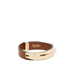 Max Mara Agiate Leather and Metal Bracelet in Brown | Bracelets | Luxury Shoes 