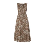 Max Mara Agile Printed Cotton Voile Midi Dress in Brown Gold | Midi Dresses | Luxury Shoes 