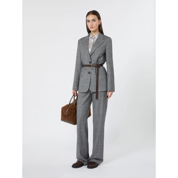 Max Mara Agile Straight Wool Flannel Trousers in Dark Grey | Tailored pants | Luxury Shoes 