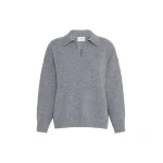 Max Mara Agre Wool Knit Polo Jumper in Medium Grey | Sweaters | Luxury Shoes 