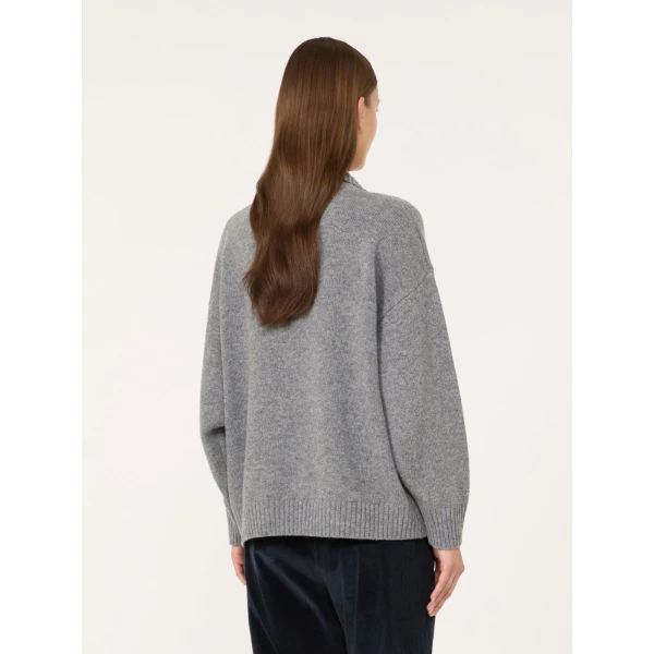 Max Mara Agre Wool Knit Polo Jumper in Medium Grey | Sweaters | Luxury Shoes 