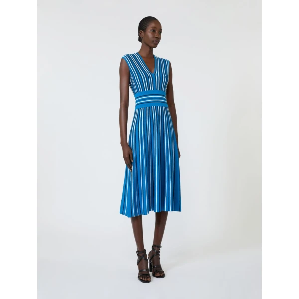 Max Mara Agreste Sleeveless Viscose Knit Dress in Ocean Blue | Maxi Dresses | Luxury Shoes 