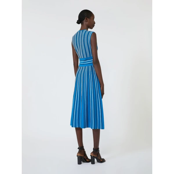 Max Mara Agreste Sleeveless Viscose Knit Dress in Ocean Blue | Maxi Dresses | Luxury Shoes 