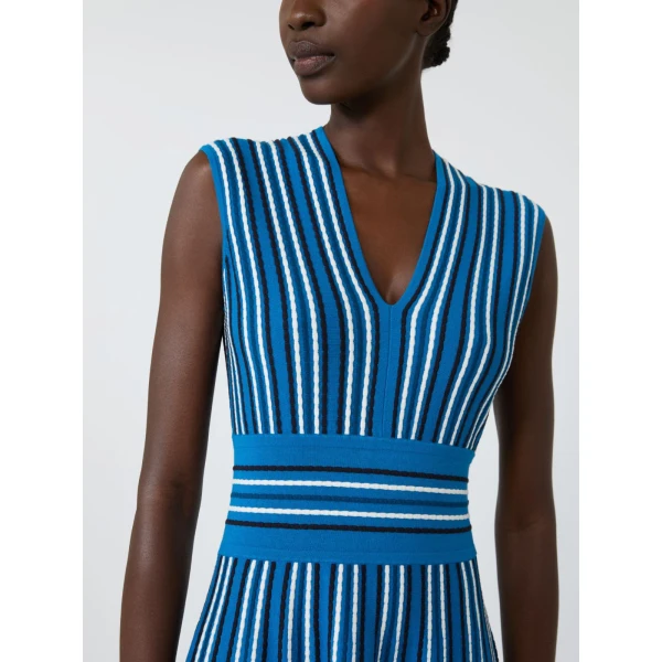 Max Mara Agreste Sleeveless Viscose Knit Dress in Ocean Blue | Maxi Dresses | Luxury Shoes 