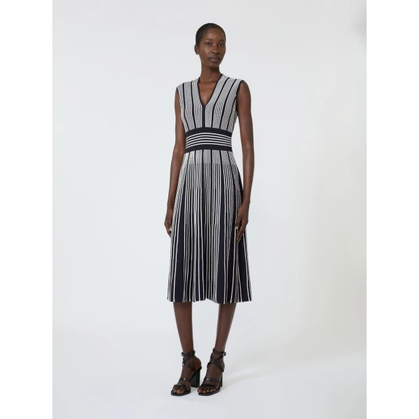 Max Mara Agreste Sleeveless Viscose Knit Dress in Ultramarine | Maxi Dresses | Luxury Shoes 